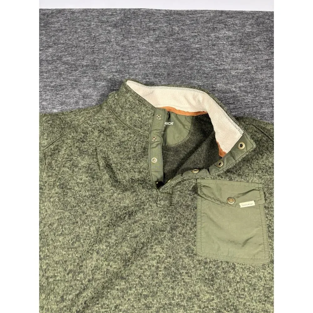 Woolrich Sweater Mens XL Green Snap Henley Mock Neck Pullover Sweatshirt